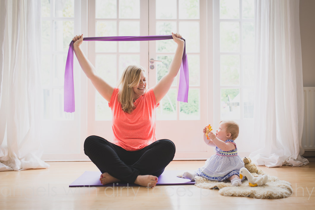 Hertfordshire commercial photographer mother and baby pilates shoot