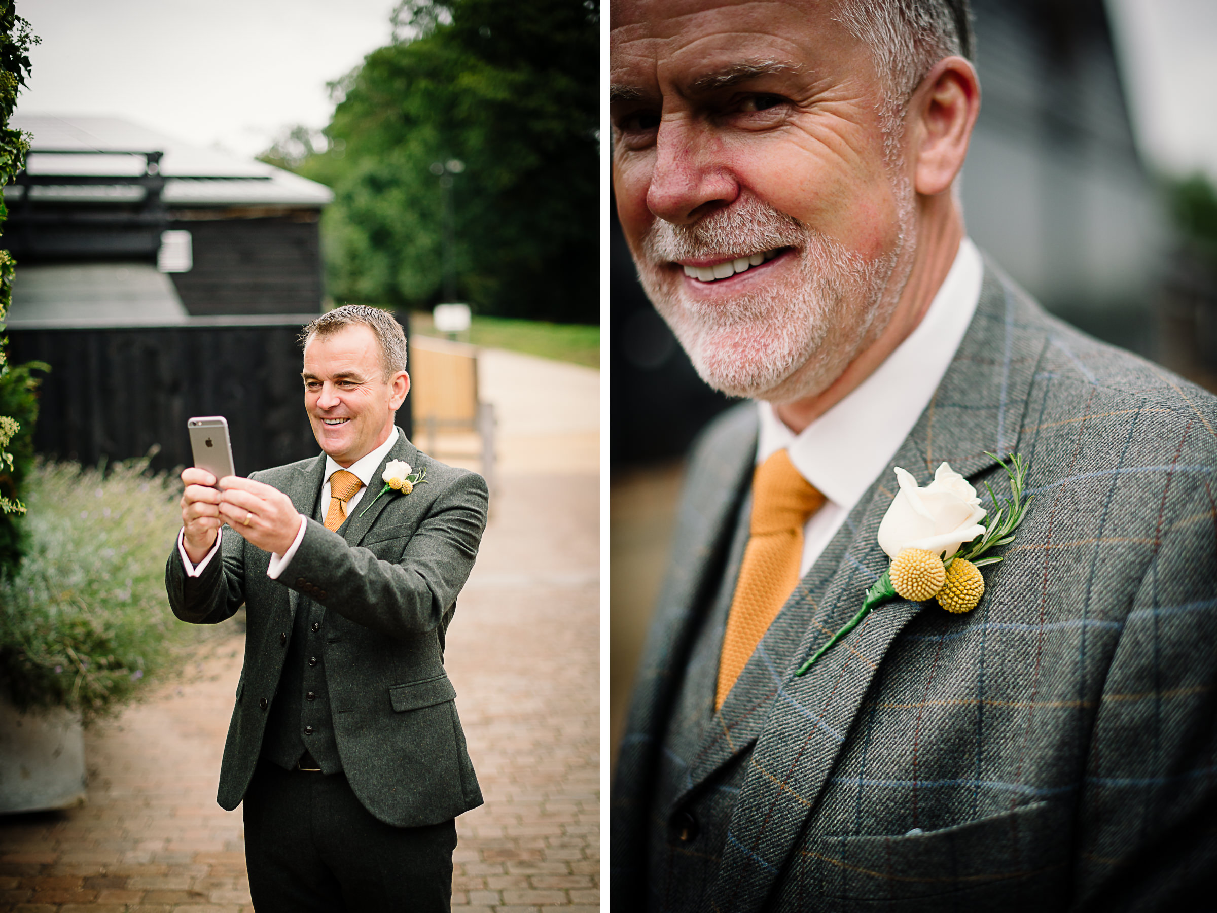 Best man takes pictures of the groom at tewin bury farm Hotel wedding
