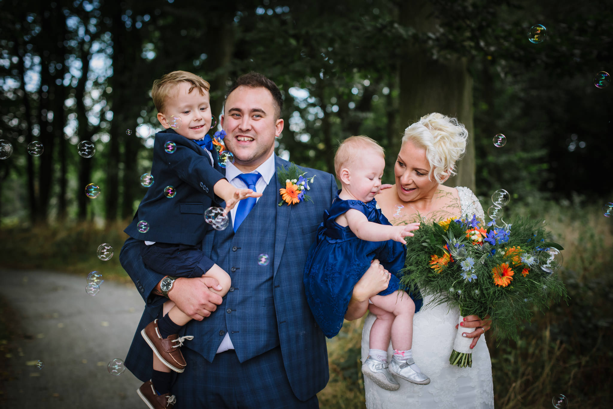 alwickbury park wedding with some family shots and bubble blowing