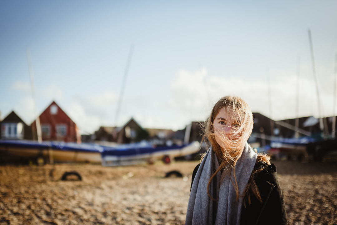 Photo of my daughter on Whitstable beach