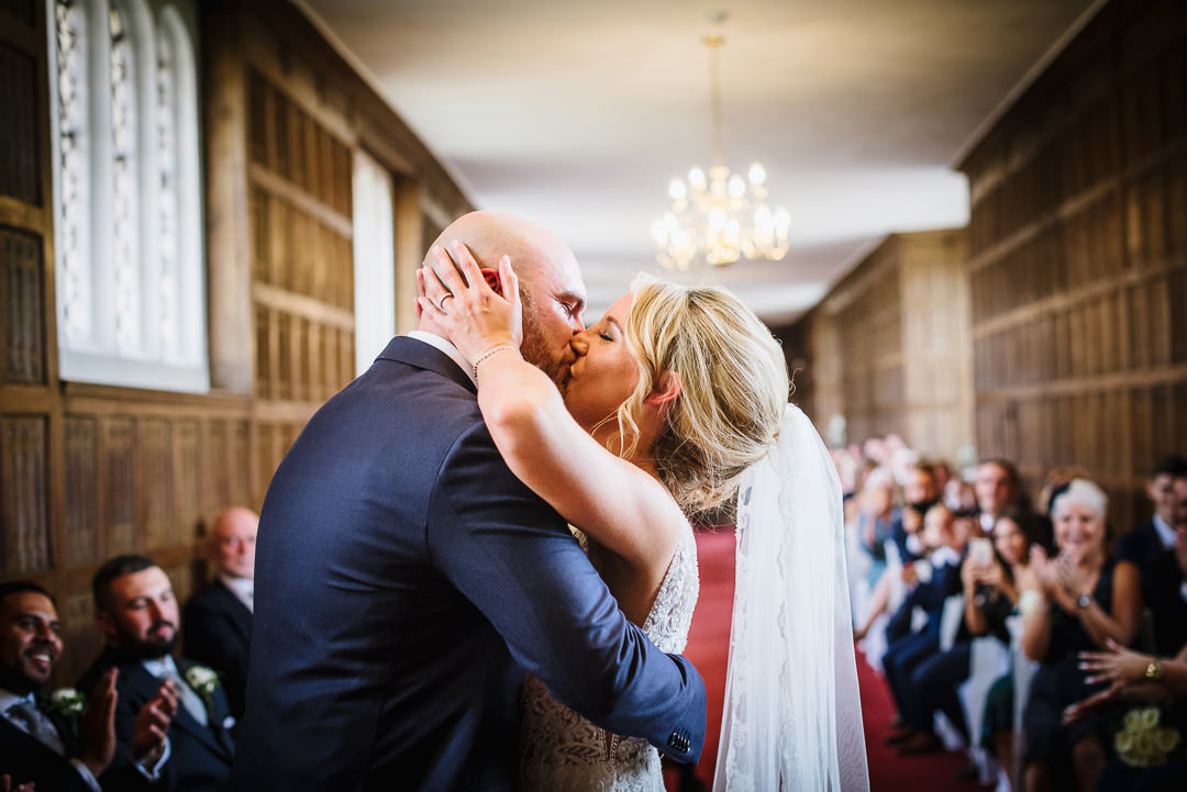 first kiss at the gosfield hall wedding