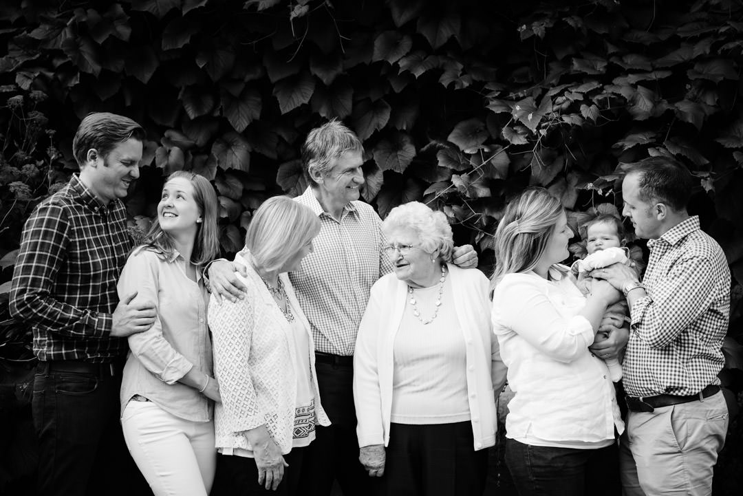 Four generations come together for relaxed family photography St Albans.