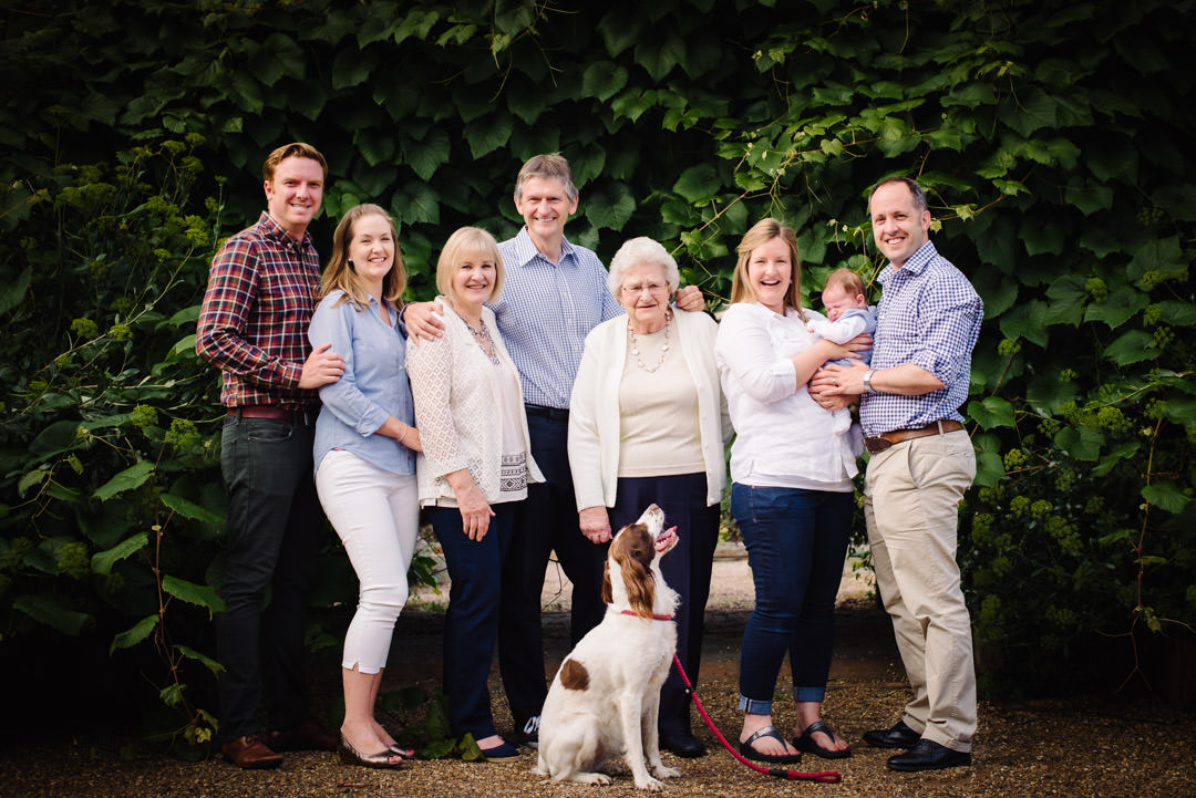 Relaxed family photography St Albans with 4 generations of the same family