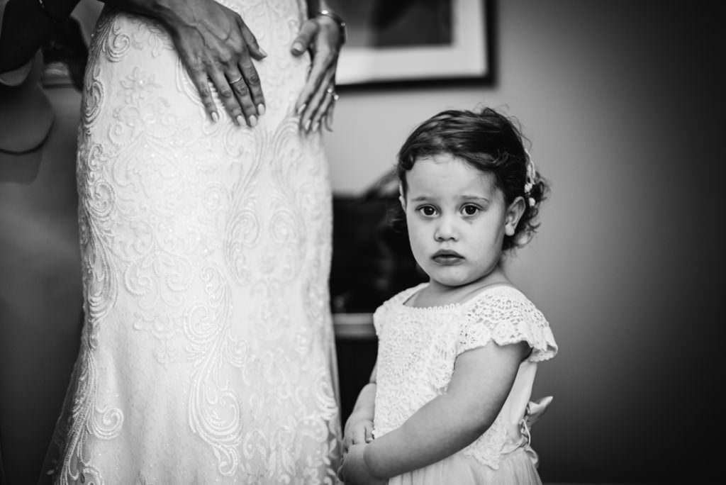 little bridesmaid looks nervous at hertfordshire wedding