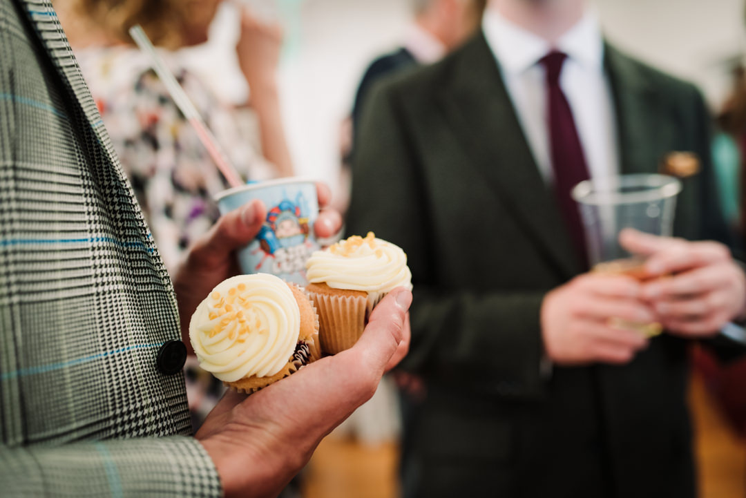 cupcakes and tea are served at welwyn garden city wedding