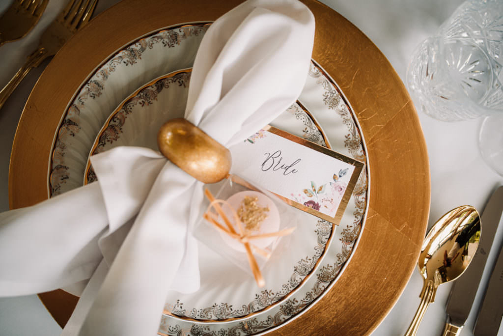place setting at brocket hall wedding venue in hertfordshire