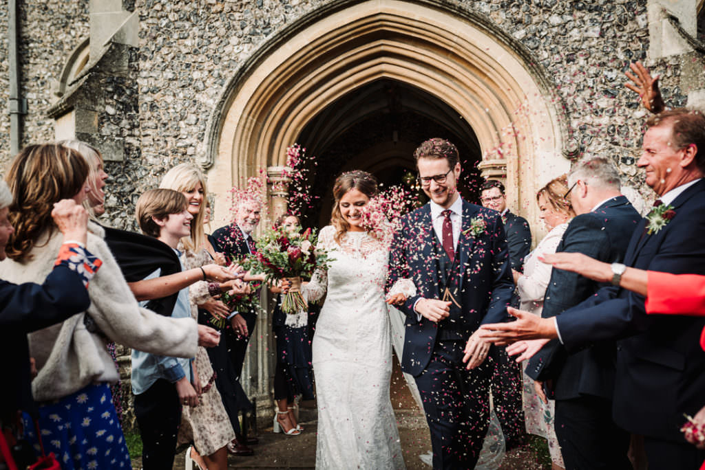 Guests throw confetti at Hertfordshire wedding planned at the last minute 