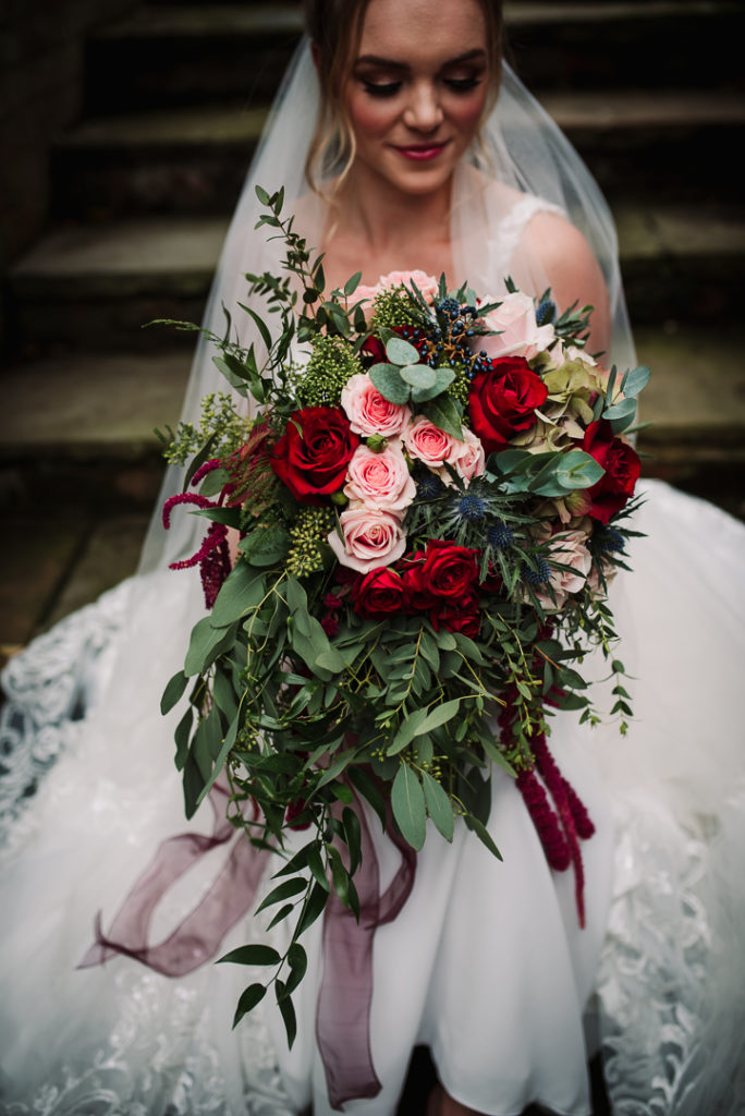 close up of hertfordshire wedding bouquet