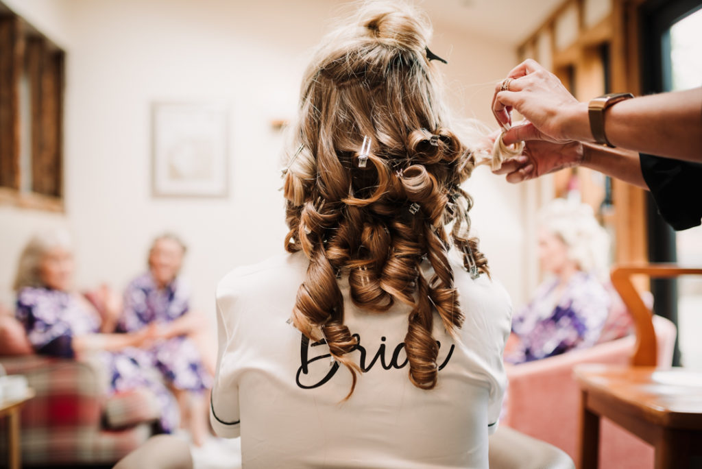 bridal hair prep at coltsfoot country retreat
