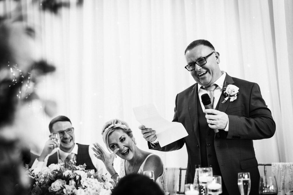 Groom does his speech amidst laughter and tears at Coltsfoot Country Retreat