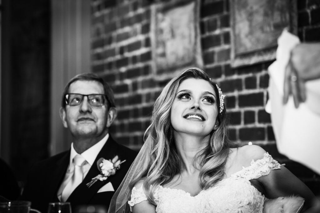 offley place wedding photographer captures a smile from the bride