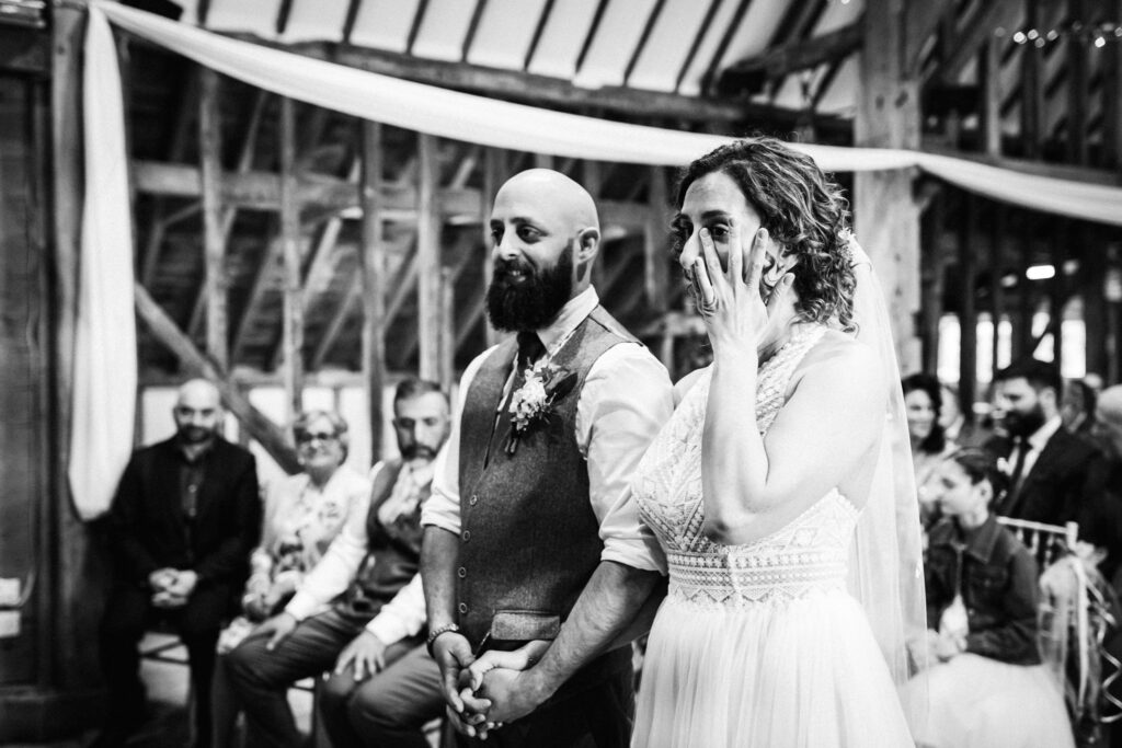 Bride sheds a tear at Hertfordshire wedding