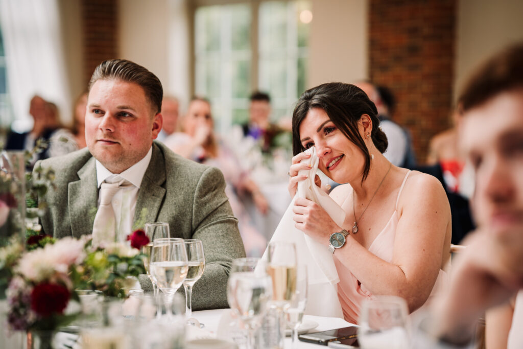 bridesmaid sheds a tear at Offaly place wedding reception